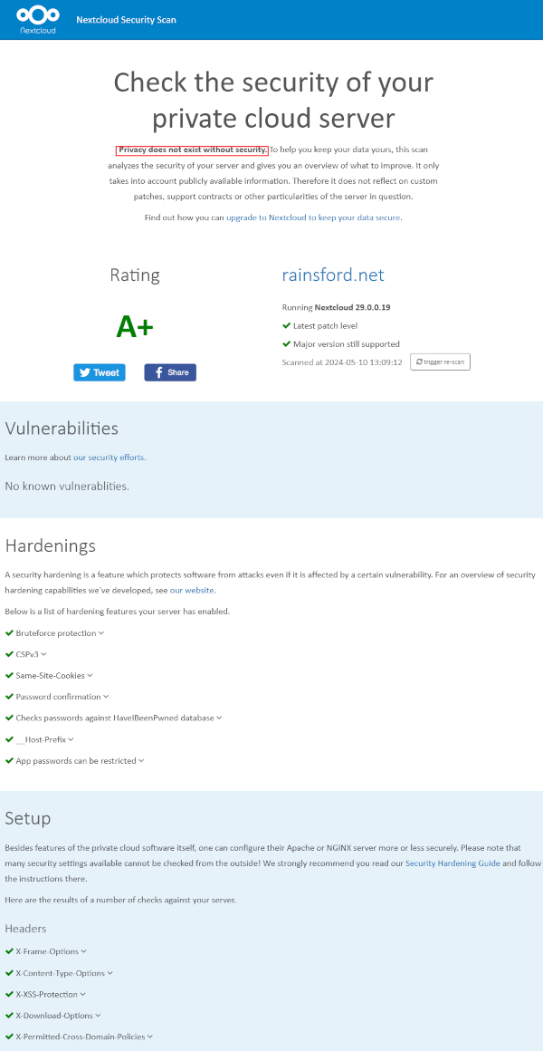 NextClound Security Check A+